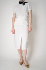 Lorena Antoniazzi Denim Slit Pencil Skirt in White Vancouver. Shop Online or in Store.
