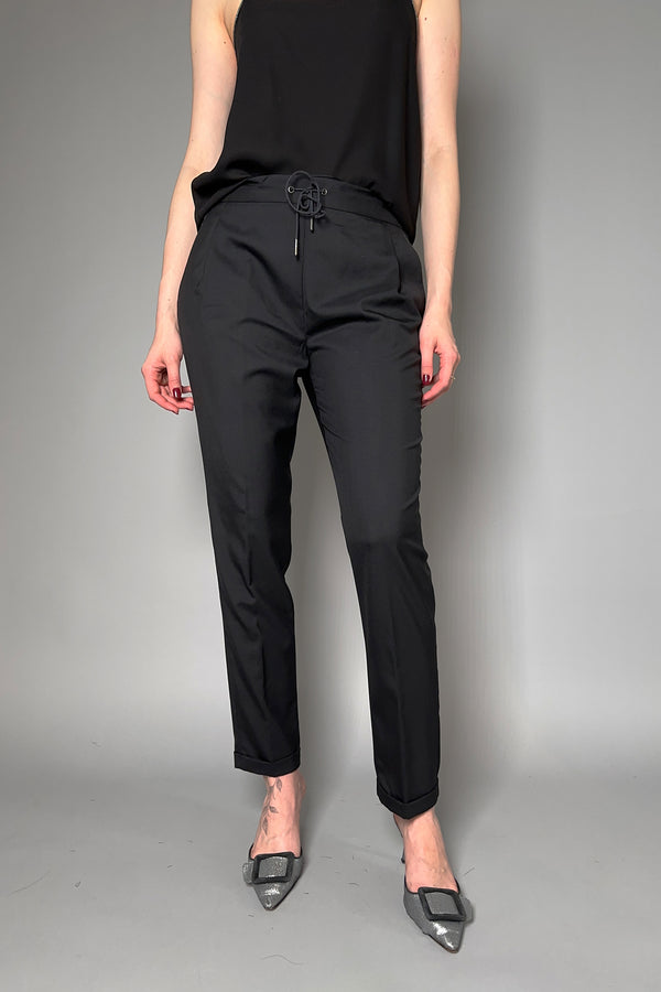 Fabiana Filippi Light Wool Jogger Pants With Brilliant Detail in Black Vancouver. Shop Online or in Store.