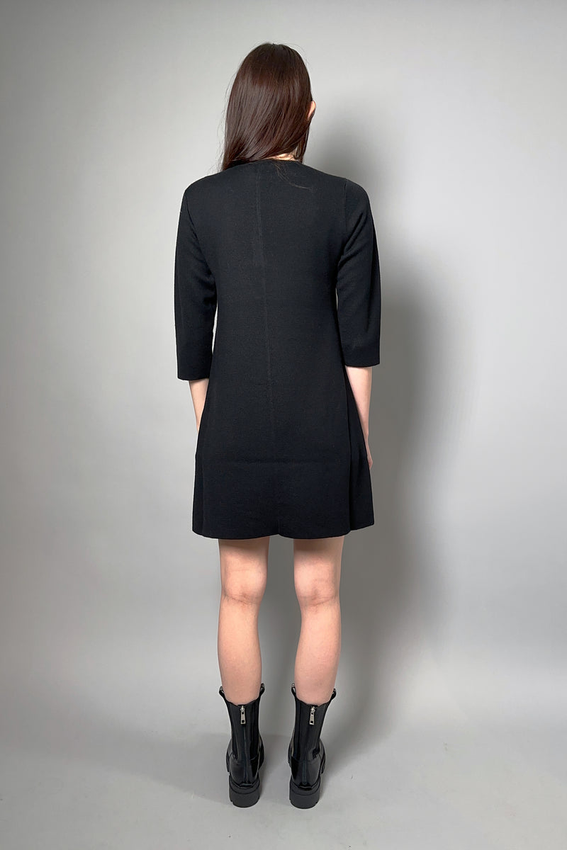 Fabiana Filippi Knit Dress with Brilliant Beading Neck in Black