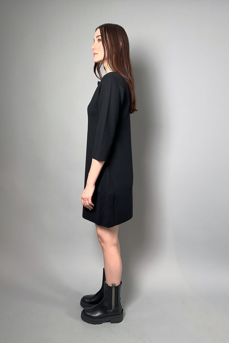 Fabiana Filippi Knit Dress with Brilliant Beading Neck in Black