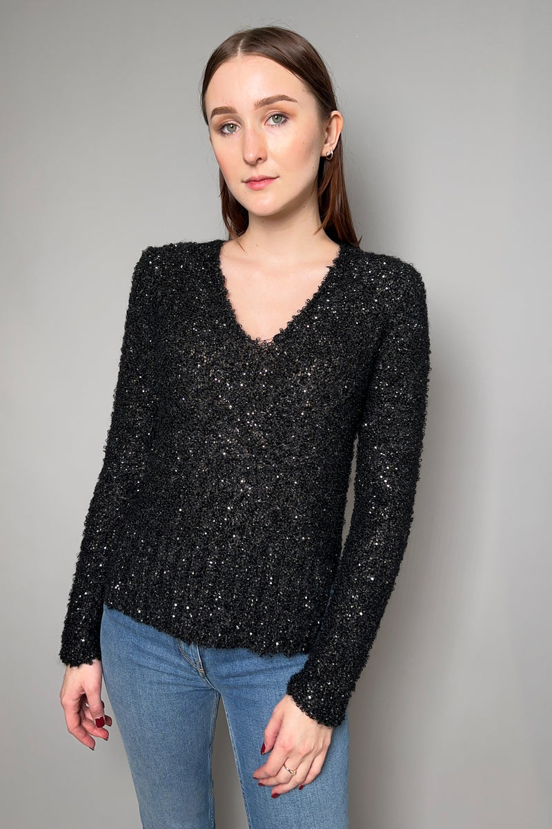 Fabiana Filippi Slim Mohair Sweater with Small Sequins in Black