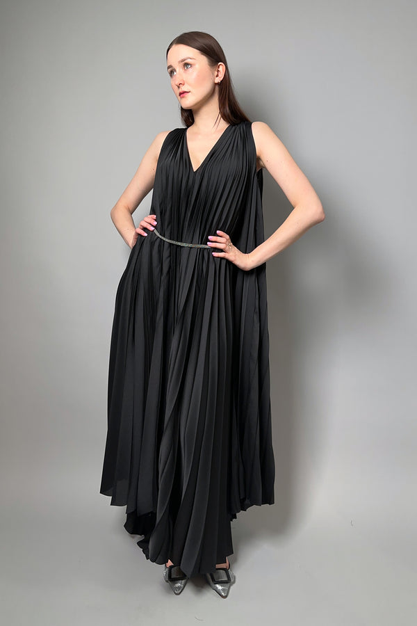 Fabiana Filippi Pleated Satin Dress in Black
