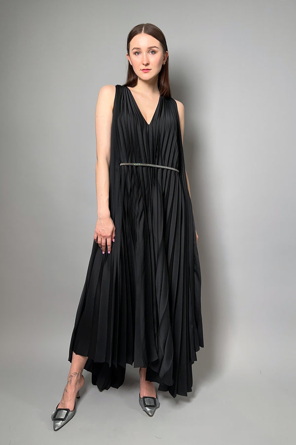 Fabiana Filippi Pleated Satin Dress in Black