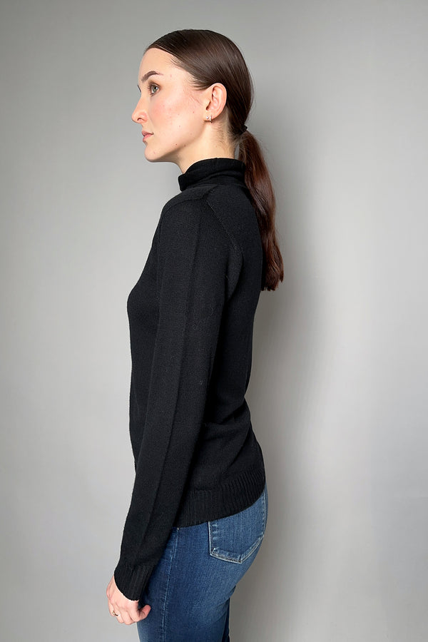 Fabiana Filippi Merino Wool Roll Neck Sweater in Black- Ashia Mode- Vancouver, BC