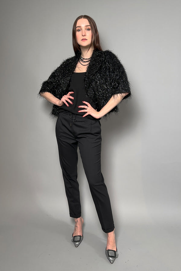 Fabiana Filippi Light Wool Jogger Pants With Brilliant Detail in Black Vancouver. Shop Online or in Store.