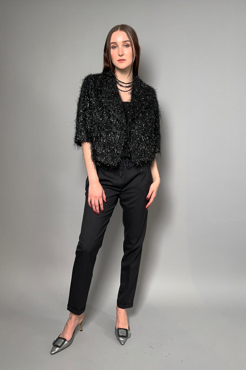 Fabiana Filippi Light Wool Jogger Pants With Brilliant Detail in Black Vancouver. Shop Online or in Store.