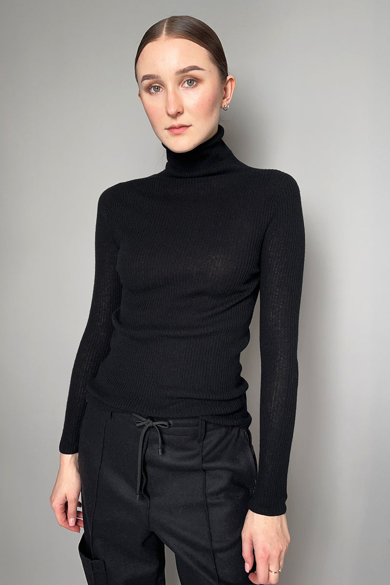Fabiana Filippi Slim Fit Ribbed Turtleneck Sweater in Black