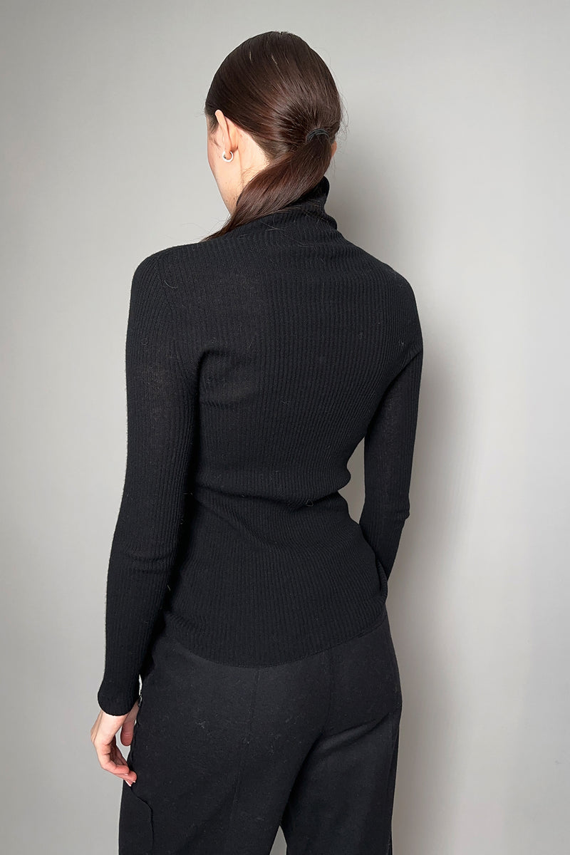 Fabiana Filippi Slim Fit Ribbed Turtleneck Sweater in Black