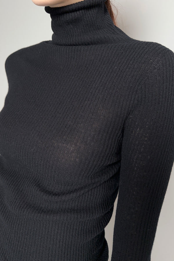 Fabiana Filippi Slim Fit Ribbed Turtleneck Sweater in Black