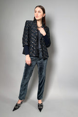 Fabiana Filippi Crushed Velvet Joggers in Dark Teal Vancouver. Shop Online or in Store.