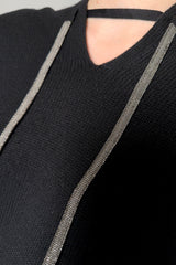 Fabiana Filippi Hooded Sweater with Brilliant Drawstring in Black- Ashia Mode- Vancouver, BC