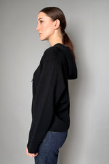 Fabiana Filippi Hooded Sweater with Brilliant Drawstring in Black- Ashia Mode- Vancouver, BC