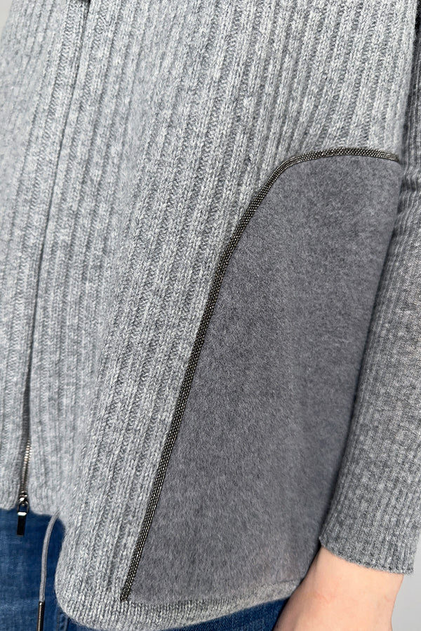 Fabiana Filippi Hooded Rib Knit Vest in Grey- Ashia Mode- Vancouver, BC