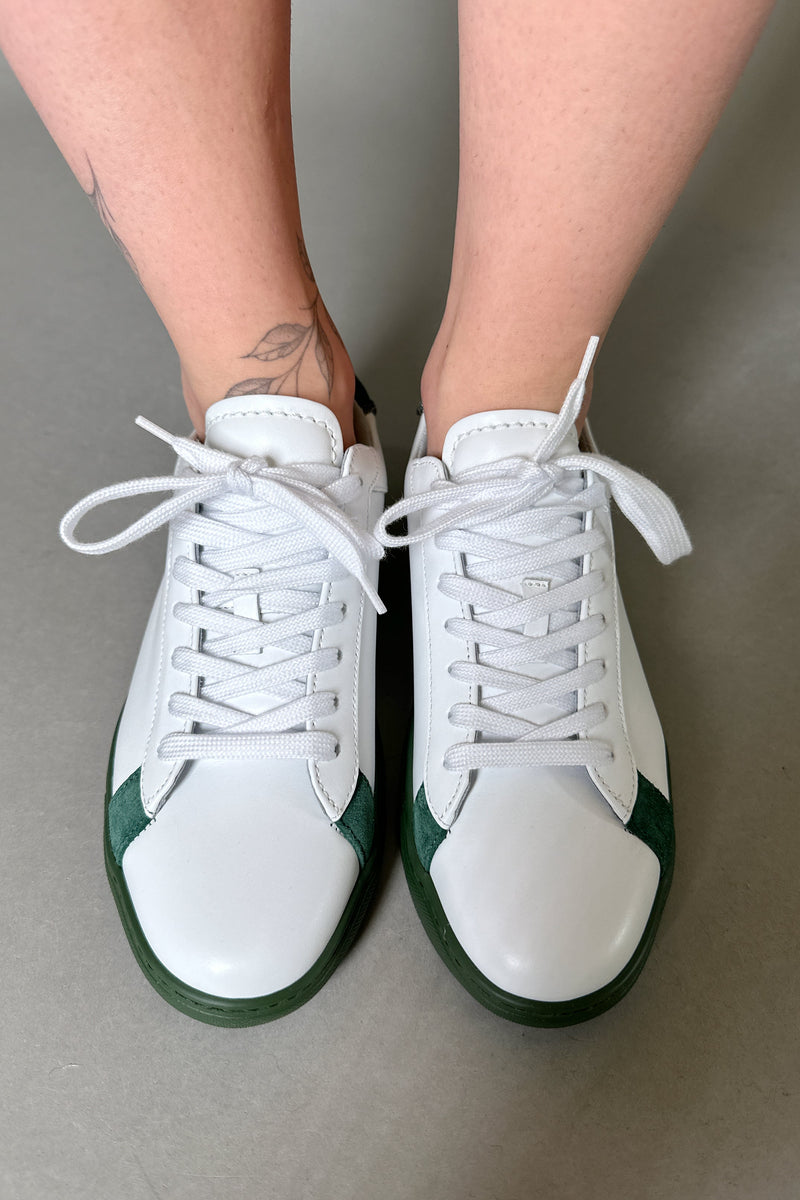 Fabiana Filippi Sneakers with Brilliant Beading in White and Hunter Green