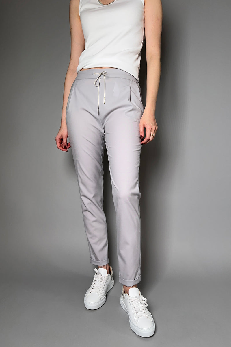 Fabiana Filippi Light Wool Jogger Pants With Brilliant Detail in Light Grey