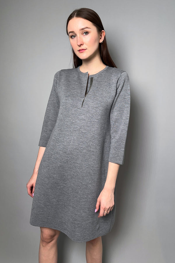 Fabiana Filippi Knit Dress with Brilliant Detail in Median Grey Melange