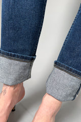 Fabiana Filippi Dark Stone Wash Jeans with Upturned Cuff and Brilliant Beading Detail