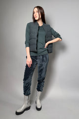 Fabiana Filippi Ribbed Jersey Top with Sequin Knit Collar in Dark Teal