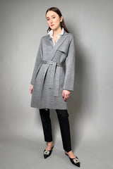 Fabiana Filippi Knitted Wool Trench Coat in Grey Melange