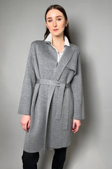 Fabiana Filippi Knitted Wool Trench Coat in Grey Melange