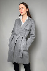 Fabiana Filippi Knitted Wool Trench Coat in Grey Melange