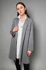 Fabiana Filippi Knitted Wool Trench Coat in Grey Melange