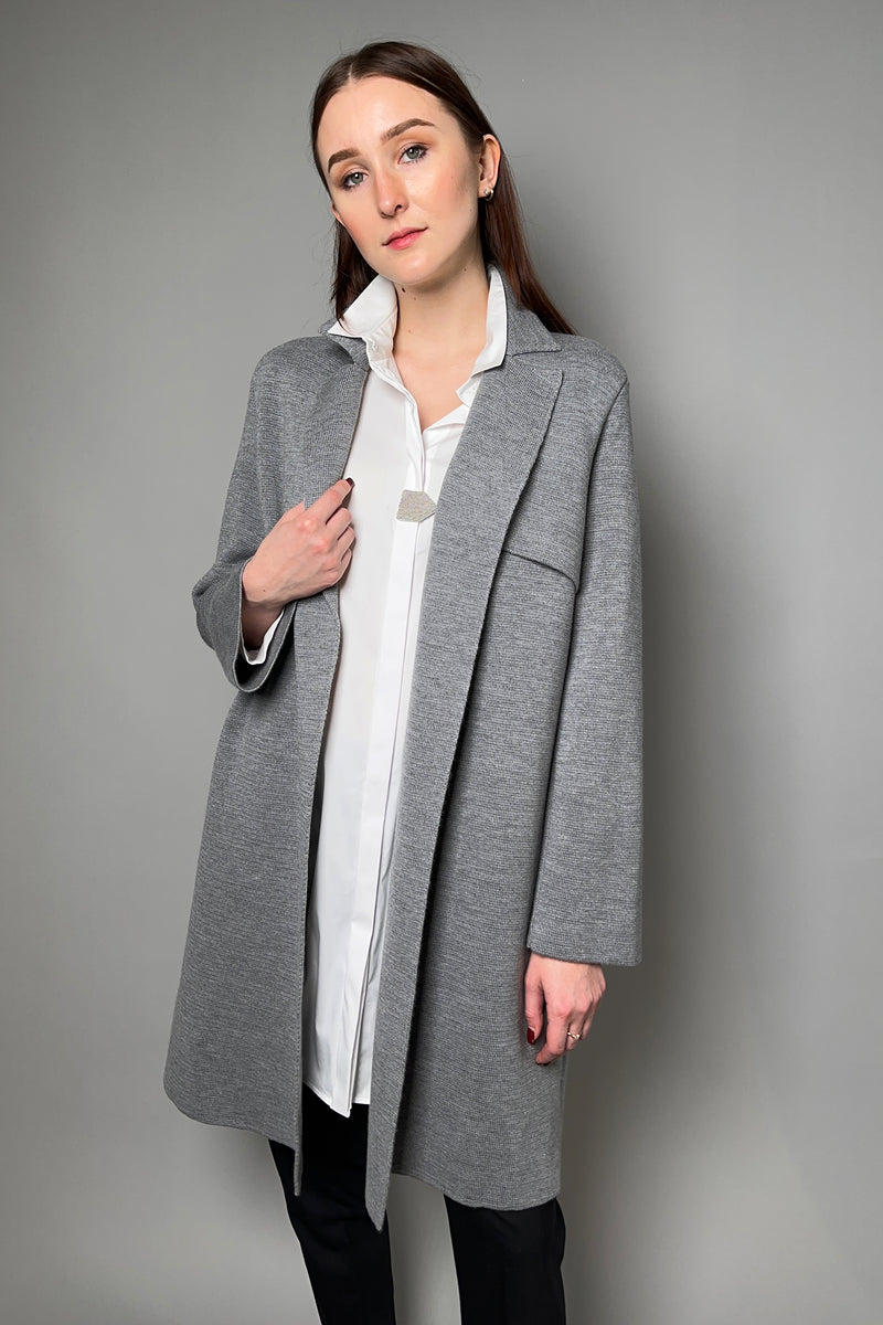 Fabiana Filippi Knitted Wool Trench Coat in Grey Melange