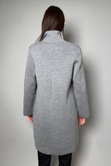 Fabiana Filippi Knitted Wool Trench Coat in Grey Melange