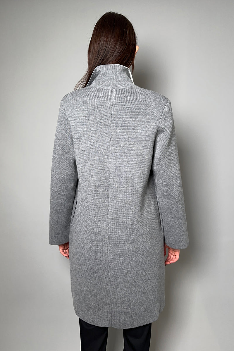 Fabiana Filippi Knitted Wool Trench Coat in Grey Melange