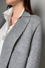 Fabiana Filippi Knitted Wool Trench Coat in Grey Melange
