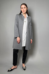 Fabiana Filippi Knitted Wool Trench Coat in Grey Melange