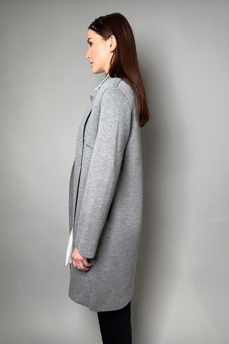 Fabiana Filippi Knitted Wool Trench Coat in Grey Melange