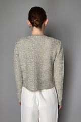 Fabiana Filippi Bouclé Cardigan in White and Grey with Gold Lurex