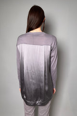 Fabiana Filippi Long Knit Sweater with Brilliant Beading and Satin Back in Mauve