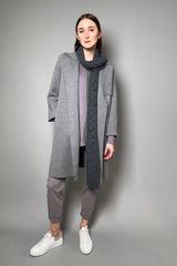 Fabiana Filippi Knitted Wool Trench Coat in Grey Melange