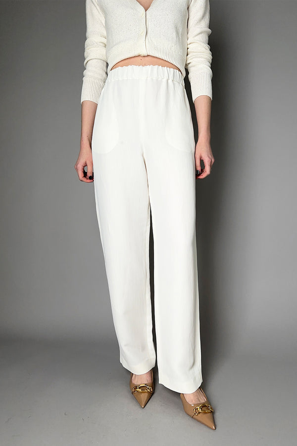Fabiana Filippi Linen-Silk Pull-On Style Trousers in White Vancouver. Shop Online or in Store.