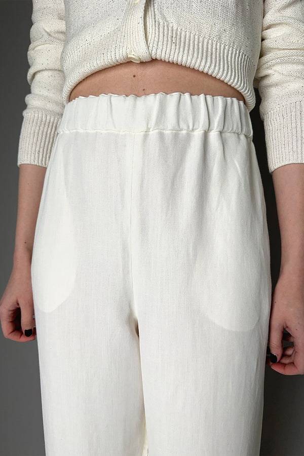 Fabiana Filippi Linen-Silk Pull-On Style Trousers in White Vancouver. Shop Online or in Store.