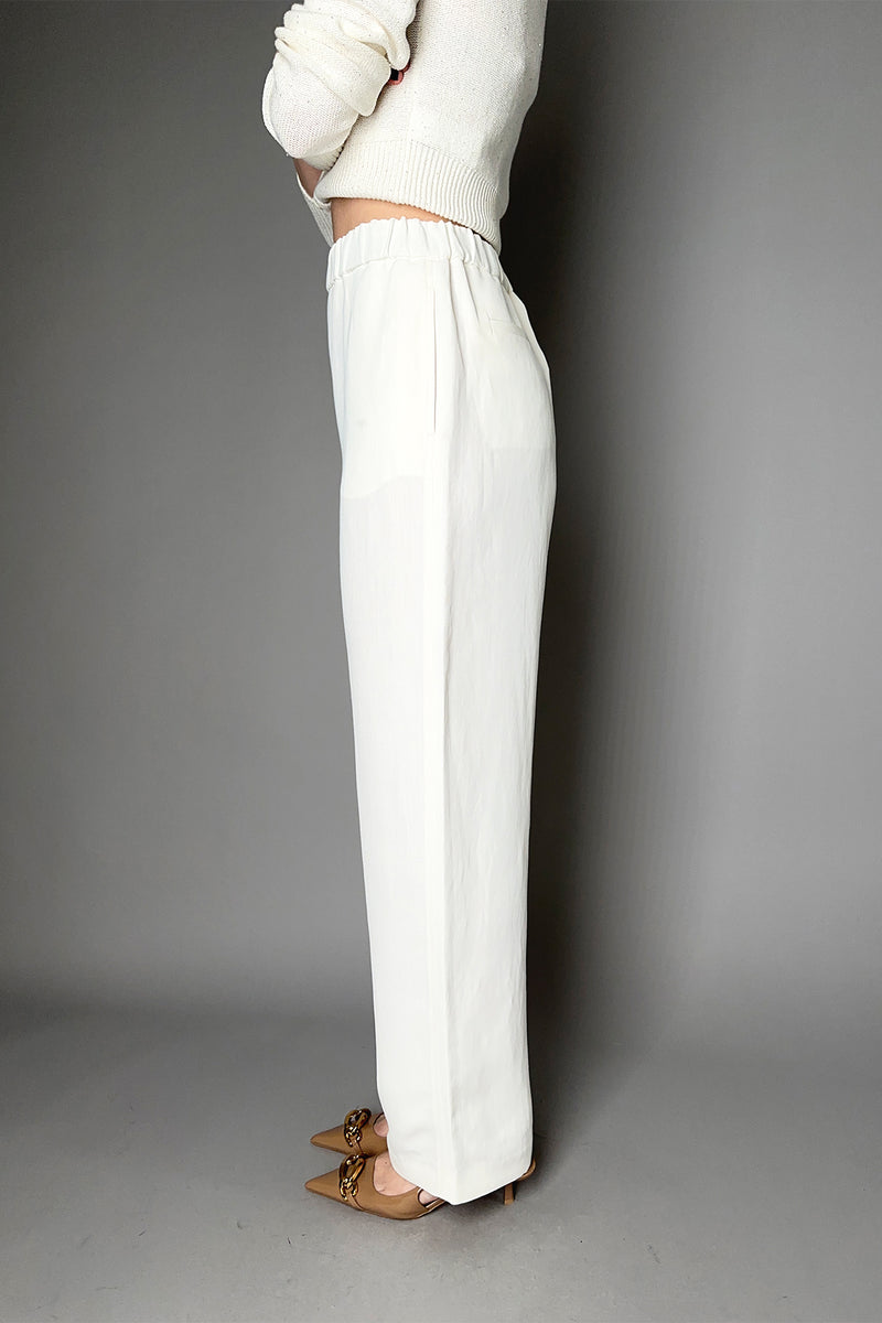 Fabiana Filippi Linen-Silk Pull-On Style Trousers in White