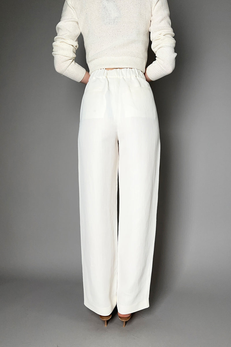 Fabiana Filippi Linen-Silk Pull-On Style Trousers in White Vancouver. Shop Online or in Store.