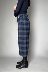 Fabiana Filippi Merino Wool Plaid Flannel Trousers in Teal- Ashia Mode- Vancouver, BC
