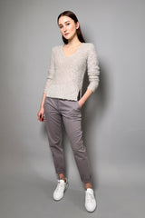 Fabiana Filippi Slim Mohair Sweater with Small Sequins in Oatmeal