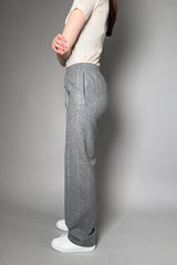 Fabiana Filippi Pinstripe Wool Drawstring Trousers in Grey Melange