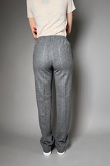 Fabiana Filippi Pinstripe Wool Drawstring Trousers in Grey Melange