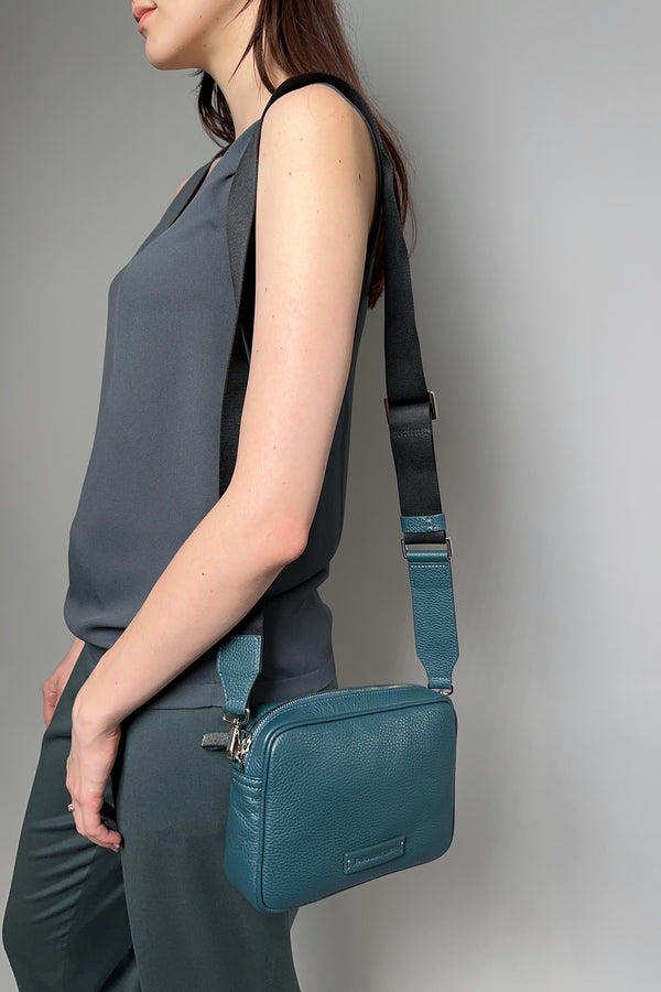 Fabiana Filippi Pebbled Leather Camera Style Bag in Dark Teal