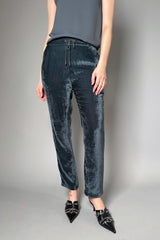 Fabiana Filippi Crushed Velvet Joggers in Dark Teal Vancouver. Shop Online or in Store.