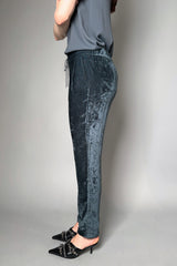 Fabiana Filippi Crushed Velvet Joggers in Dark Teal Vancouver. Shop Online or in Store.