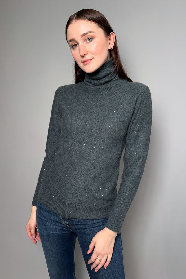 Fabiana Filippi Wool Sweater with Tonal Sequins in Dark Teal