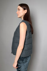 Fabiana Filippi Brushed Knit Vest with Subtle Sequins in Dark Teal