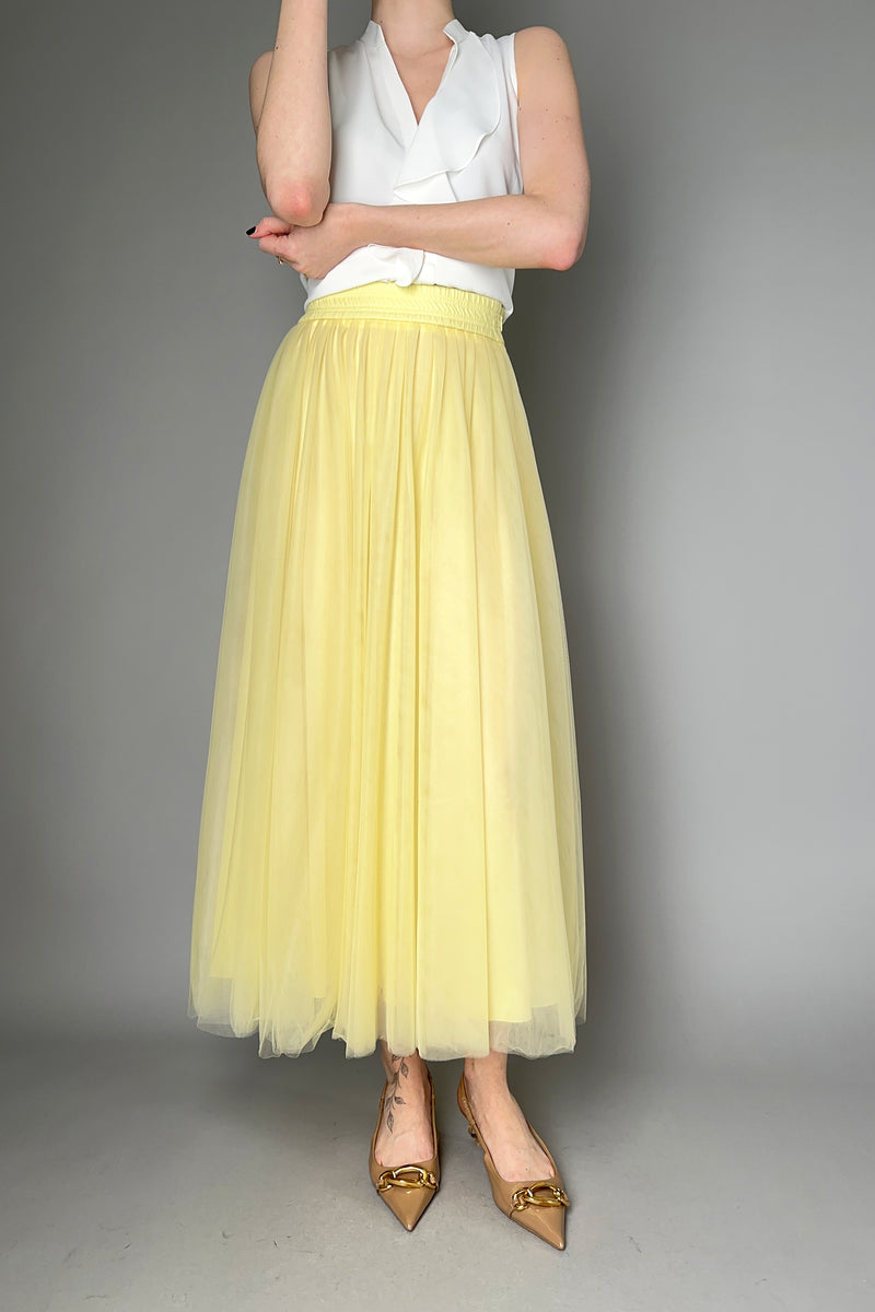 Fabiana Filippi Pleated Tulle Skirt in Pale Yellow