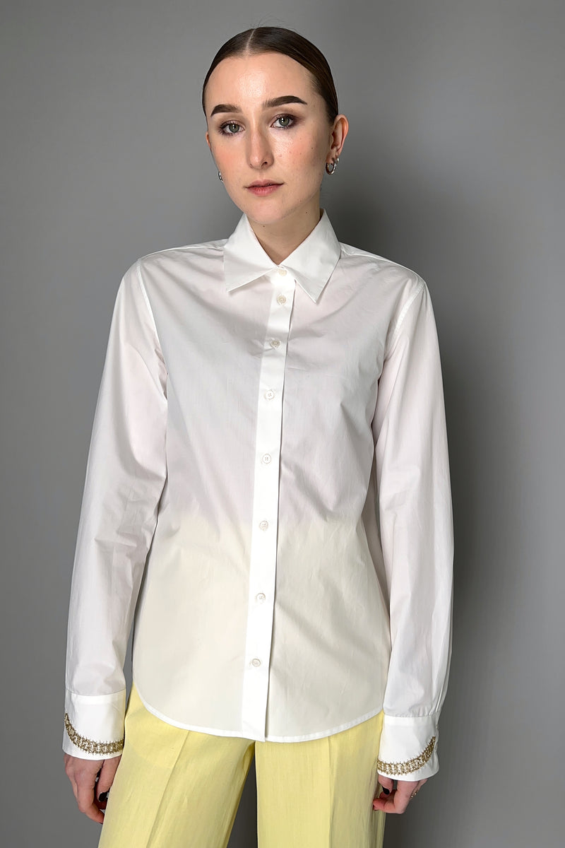 Fabiana Filippi Cotton Poplin Shirt in White with Wrist Detail